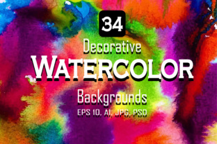 34 Watercolor Vector Set Background & Illustrations