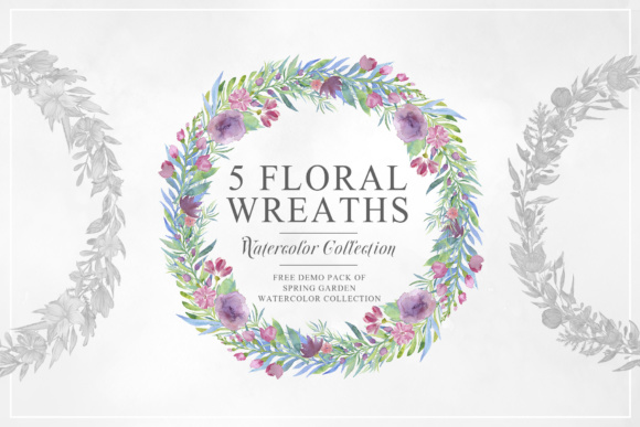 Five Floral Watercolor Wreaths Freebies Review