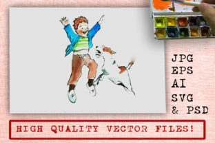 Playing with Doggy Watercolor Cartoon Review