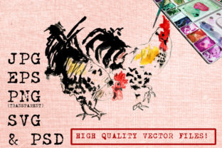 Twice Rooster Watercolor: Editorial Illustrations
