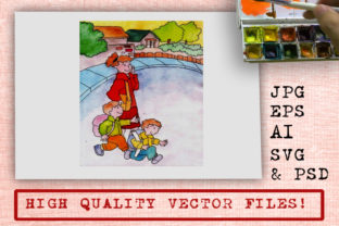 Watercolor Cartoon Back to School Illustrations Review