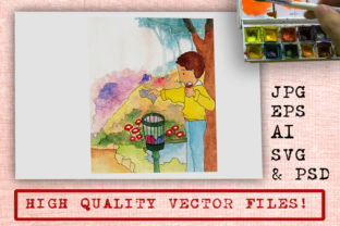 Watercolor Cartoon Throwing Trash Away Illustrations