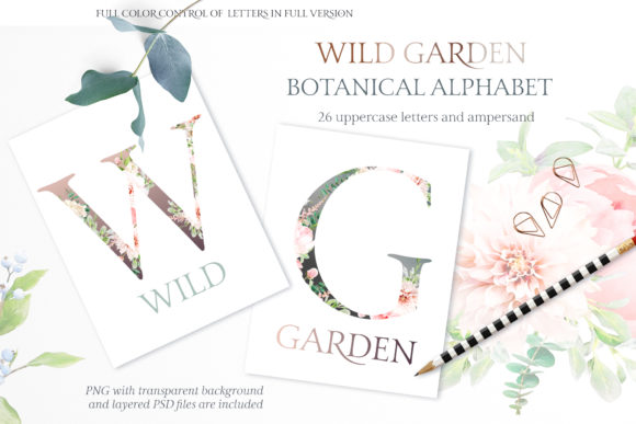 Wild Garden Botanical Alphabet Watercolor Freebies