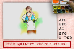 Wonderful Papa Watercolor Cartoon Illustrations